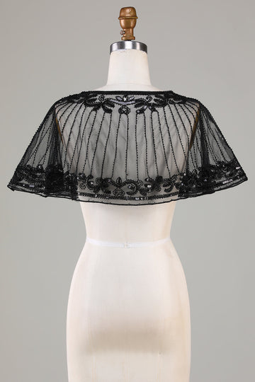 Black Beaded Glitter 1920-tallet kappe for kvinner